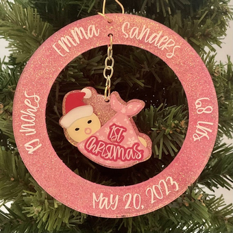 Baby Girl First Christmas Ornament 2023, New Parent Christmas Gift, Santa Baby Ornament, Personalize Ornament Baby, New Grandparent Ornament